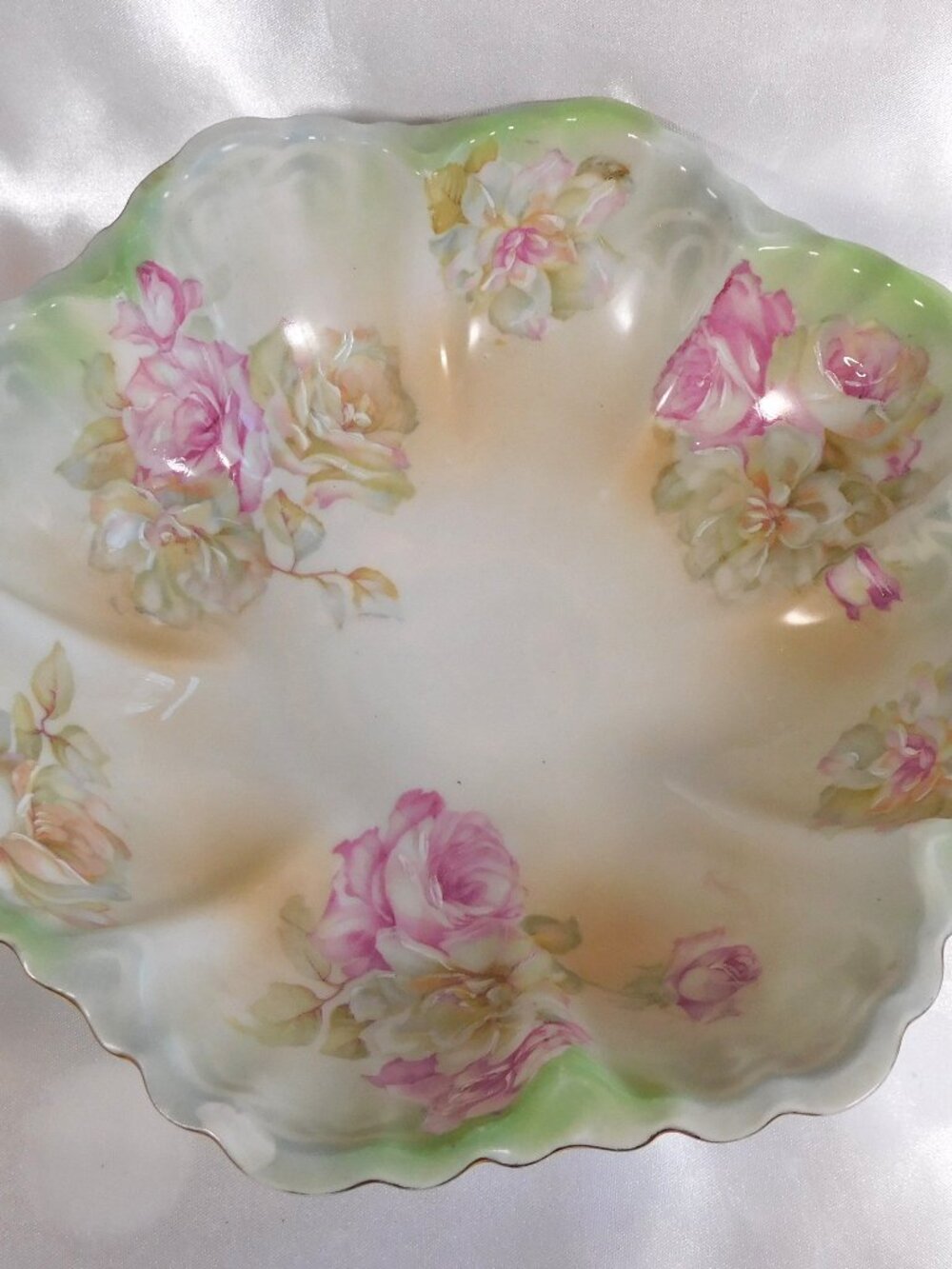 Green Moritz Zdekauer MZ Austria Floral Serving Bowl  # 23512